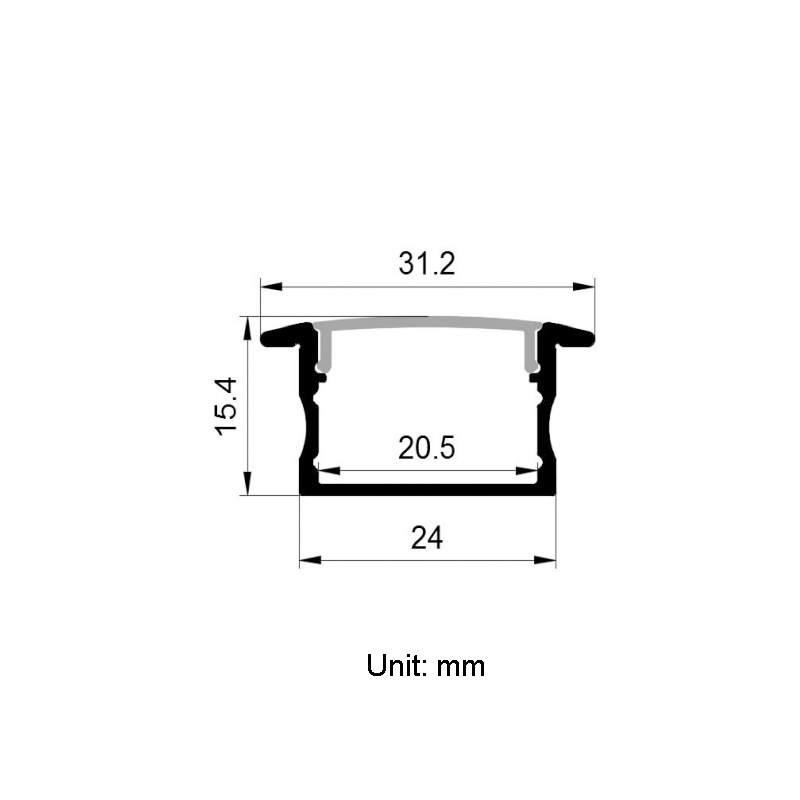 Recessed Black LED Strip Diffuser For 20mm Double Row LED Strip Light Recessed Black LED Strip Diffuser For 20mm Double Row LED Strip Light